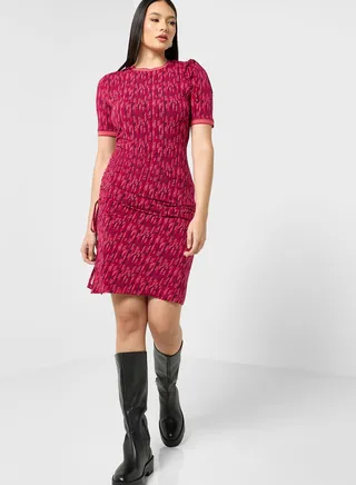 Ruched Printed Dress