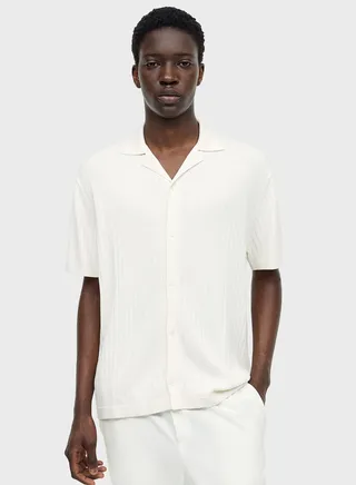 Ribbed Knit Regular Fit Polo Shirt