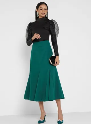 High Waist Embellished Skirt