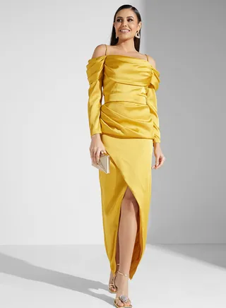 Draped Neck Wrap Dress