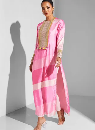 Color Block Side Slit Kurti