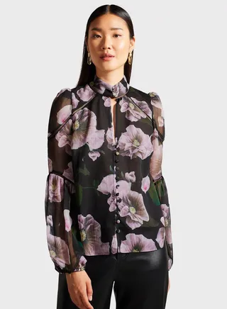 Puff Sleeve Printed Top