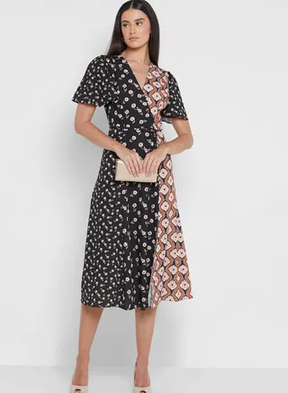 Colorblock Printed Dress