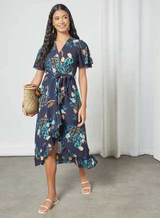 Floral Print Wrap Dress