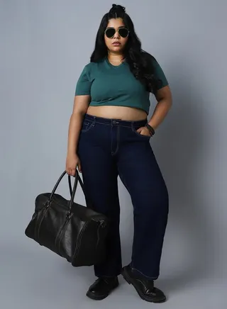 Plus High Rise Jeans with Button Closure