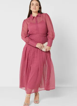 Textured Dress With Belt