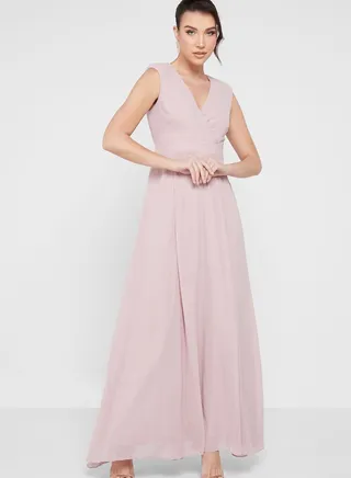 Surplice Pleat Detail Dress