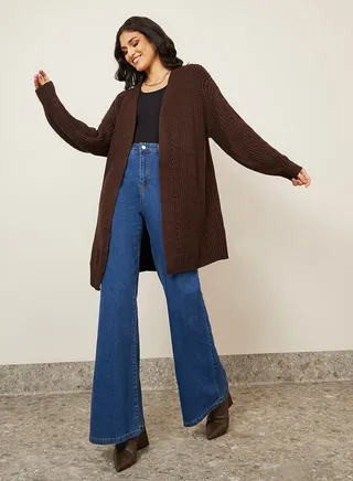 Oversized Longline Chunky Knit Open Front Cardigan