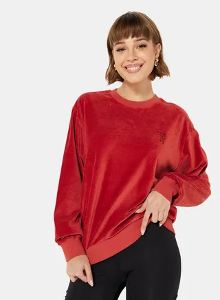 Crew Neck Velour Sweatshirt