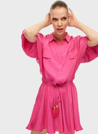 Tassel Detail Shirt Dress
