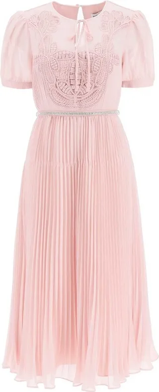 Self-Portrait Macrame Lace Detailed Midi Dress