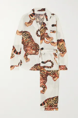 Desmond & Dempsey - Rayas Printed Cotton-voile Pajama Set - Cream