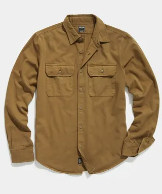 Two Pocket Utility Long Sleeve Shirt In Ochre Rust