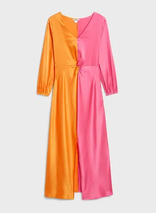 Front Twisted Contrast Detail Dress