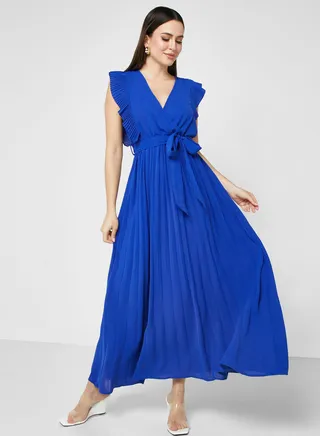 Pleated Wrap Dress
