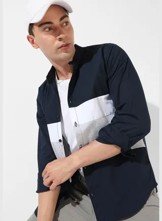 Men's Colourblocked Casual Shirt