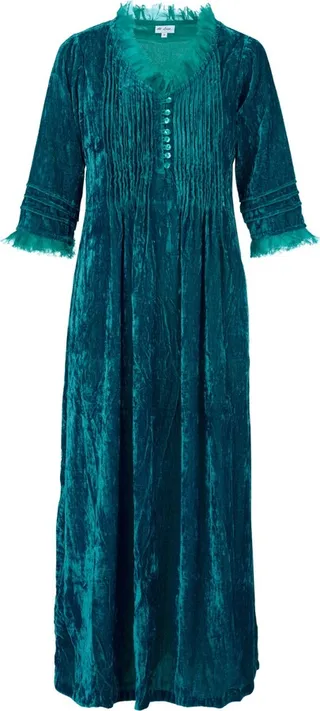 At Last... - Silk Velvet Annabel Dress In Turquoise