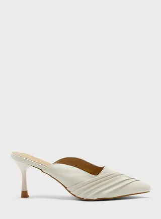 Gathered Detail Slip On Pointed Pump