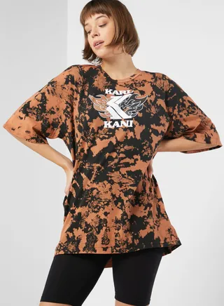 Retro Block Bleached T-Shirt Dress