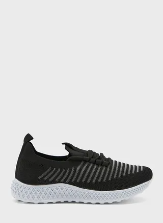 Striped Knit Lace Up Comfort Sneaker