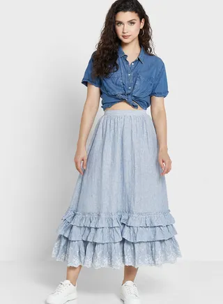Ruffle High Waist Skirt