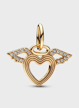 Heart & Angel Wings Dangle Charm