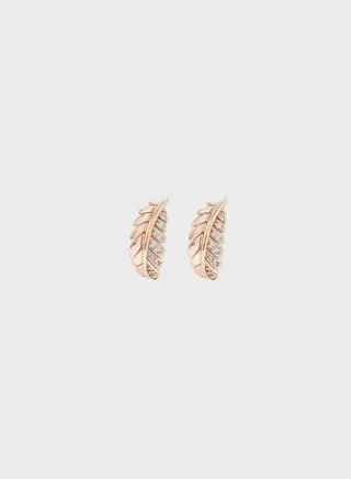 Feather Rose-Gold Plated Stud Earrings