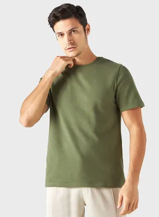 Textured Crew Neck T-Shirt