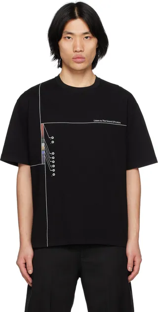 C2H4 Black Printed T-Shirt