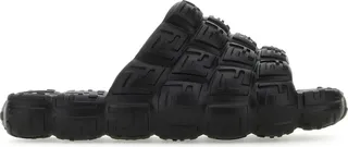 Black Black Rubber Cloud Slippers from Fendi Slippers realized in rubber characterized by FF motif in relief on the entire surface.