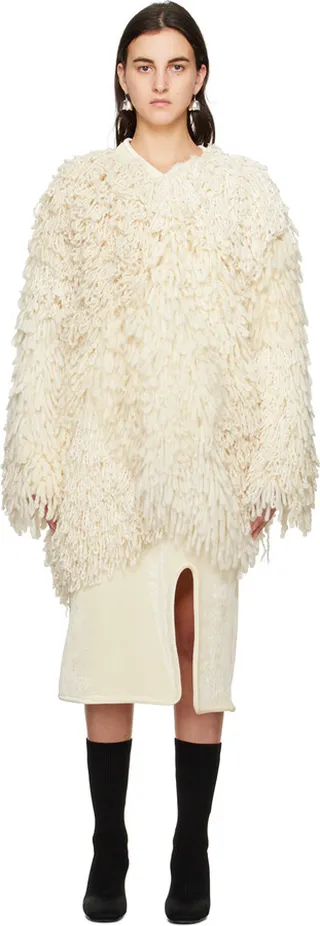 Jil Sander Off-White Shag Coat