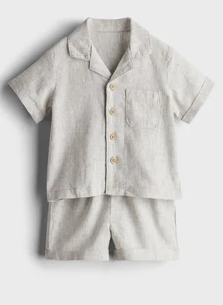 Kids Button Down Shirt & Shorts Set