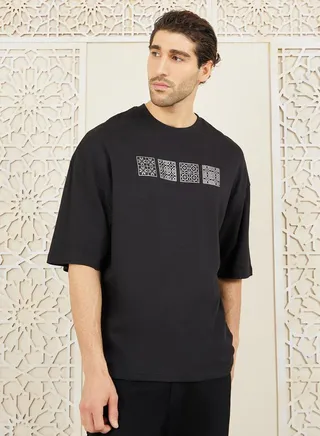 Premium Heavy Jersey Foil Print Oversized T-Shirt