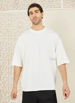 Premium Back Paisley Print Patch Detail Boxy T-shirt