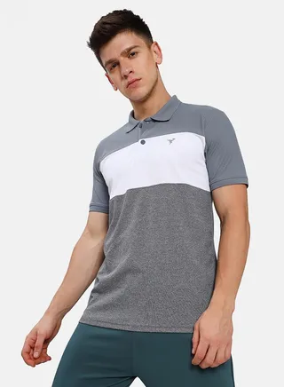 2-Way Stretch Contrast Panel Slim Fit Active Polo