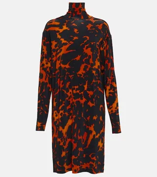 Printed turtleneck midi dress