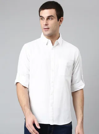 Chest Pocket Slim Fit Shirt with Roll Up Sleeves