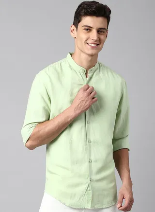 Mandarin Collar Slim Fit Shirt with Long Sleeves
