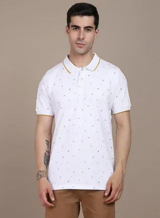 Ditsy Print Slim Fit Polo