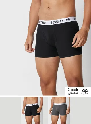 2 Pack Waist Band Trunks With Antibacterial Finish