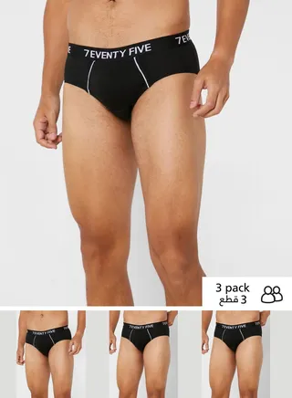3 Pack  Waist Band Hunk Briefs With Antibacterial Finish