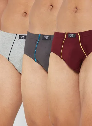 3 Pack Tab On Waist French Briefs With Antibacterial Finish
