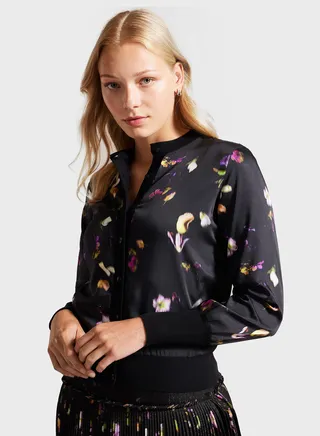 Round Neck Printed Cardigan