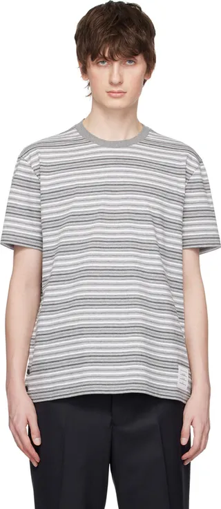 Thom Browne Gray Striped T-Shirt