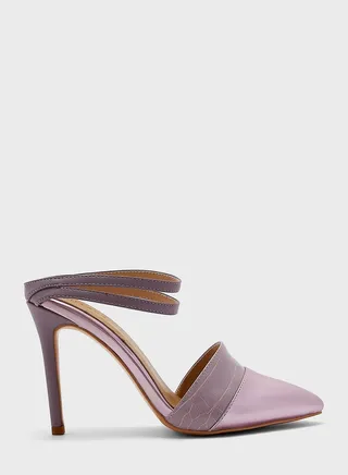 Croc Effect Slip On Pointed Pump
