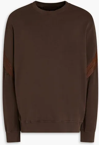 Taffeta-paneled cotton-fleece sweatshirt