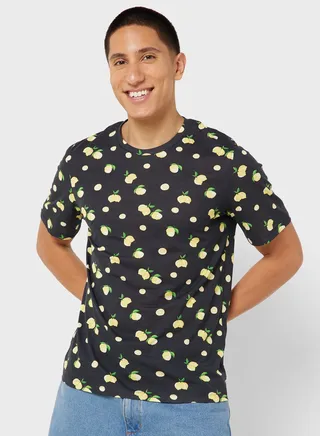 All Over Printed Crew Neck T-Shirt