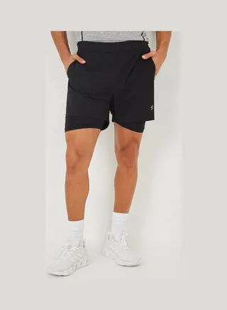 2in1 Training Activewear Short with Reflective Logo Detail