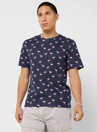 All Over Printed Crew Neck T-Shirt