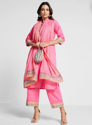 Sequin Detail Kurti & Pants Set
